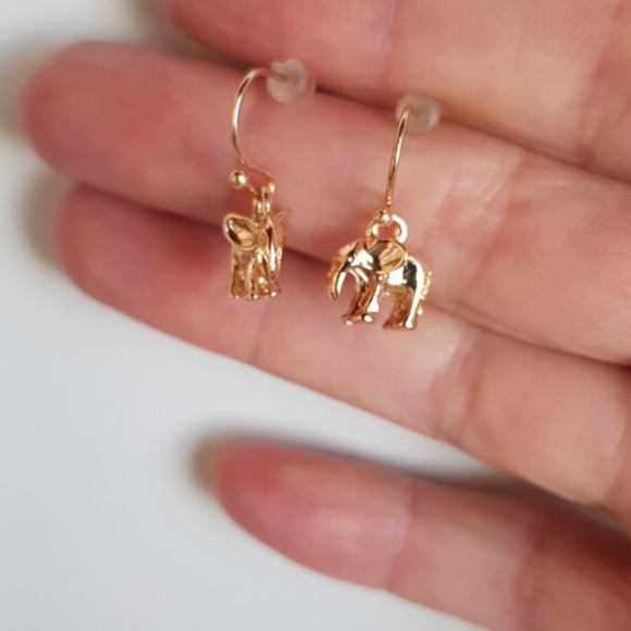 Jewelry - Gold Elephant Hook Miniature Chic Drop Earrings